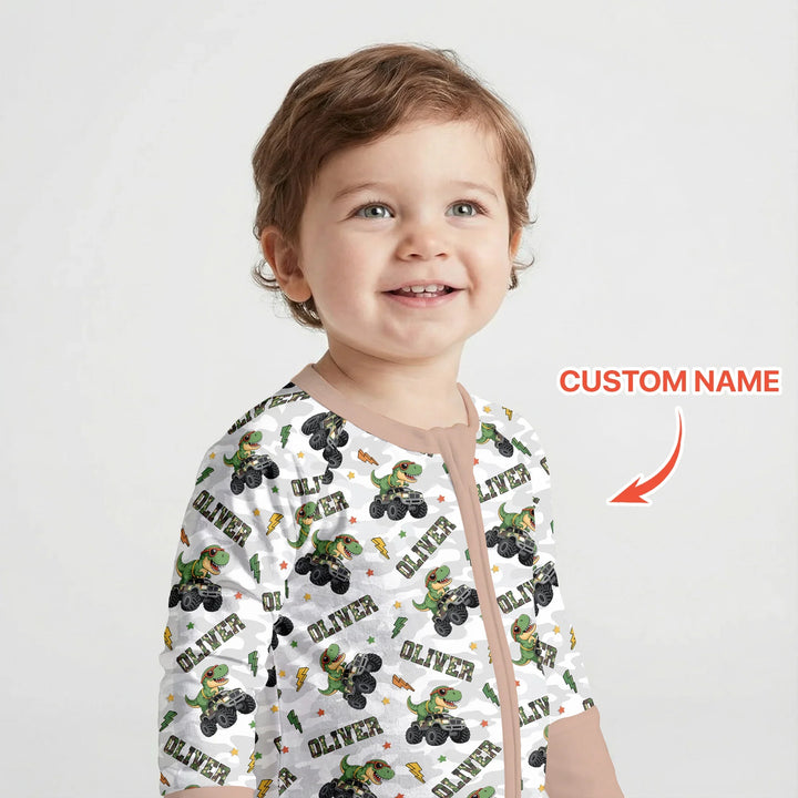Custom Name Camo Trucker Dino Bamboo Convertible Zippy