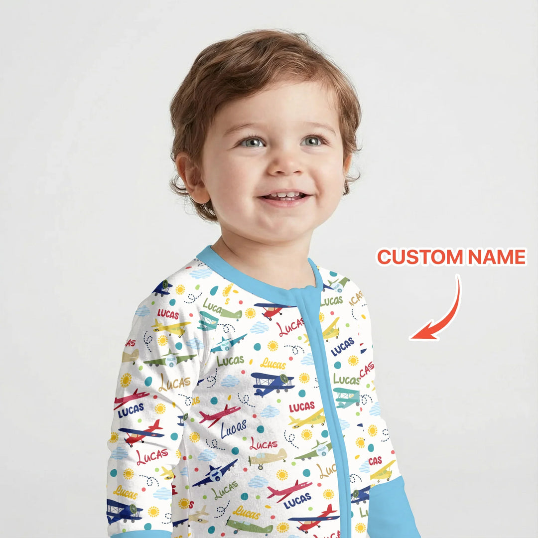 Custom Name Air Transport Bamboo Convertible Zippy