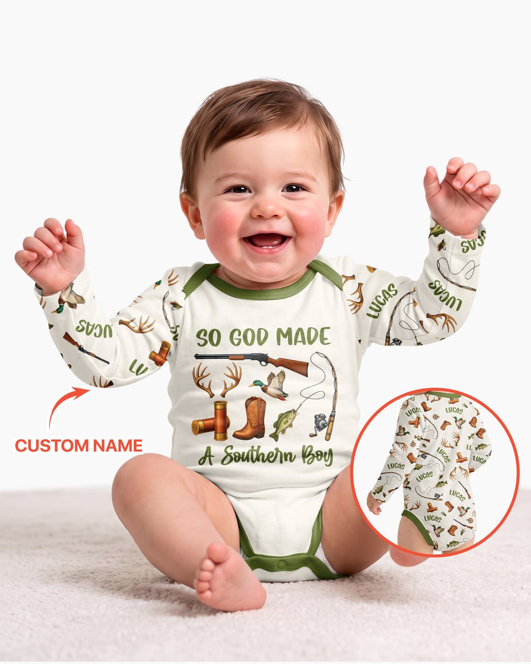 So God Made A Southern Boy Custom Name Bamboo Bodysuit