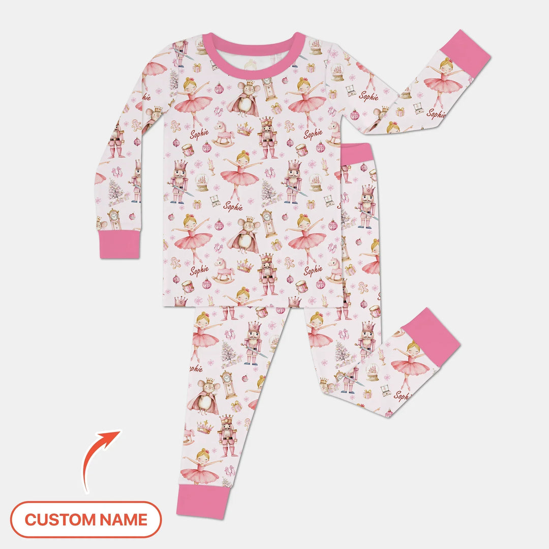 Custom Character "Ballerina Nutcracker Fairytale" Bamboo Two Piece Long Sleeve Pajama Set
