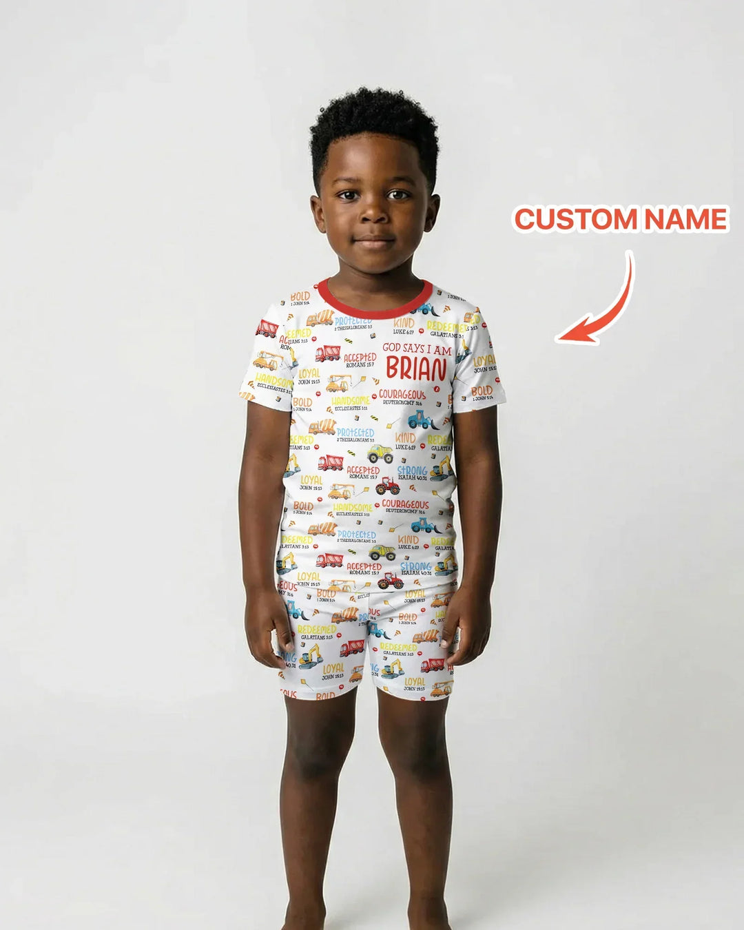 Personalized God Says I Am Little Builder Bamboo Two Piece Short Sleeve Shorts Pajama Set