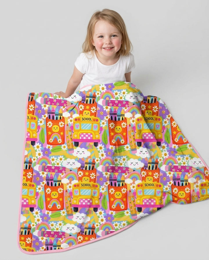 Retro Happy Classroom Bamboo Blanket