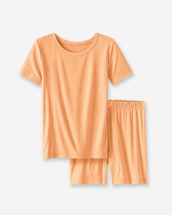 Ribbed Bamboo Two Piece Short Sleeve Short Pajama Set