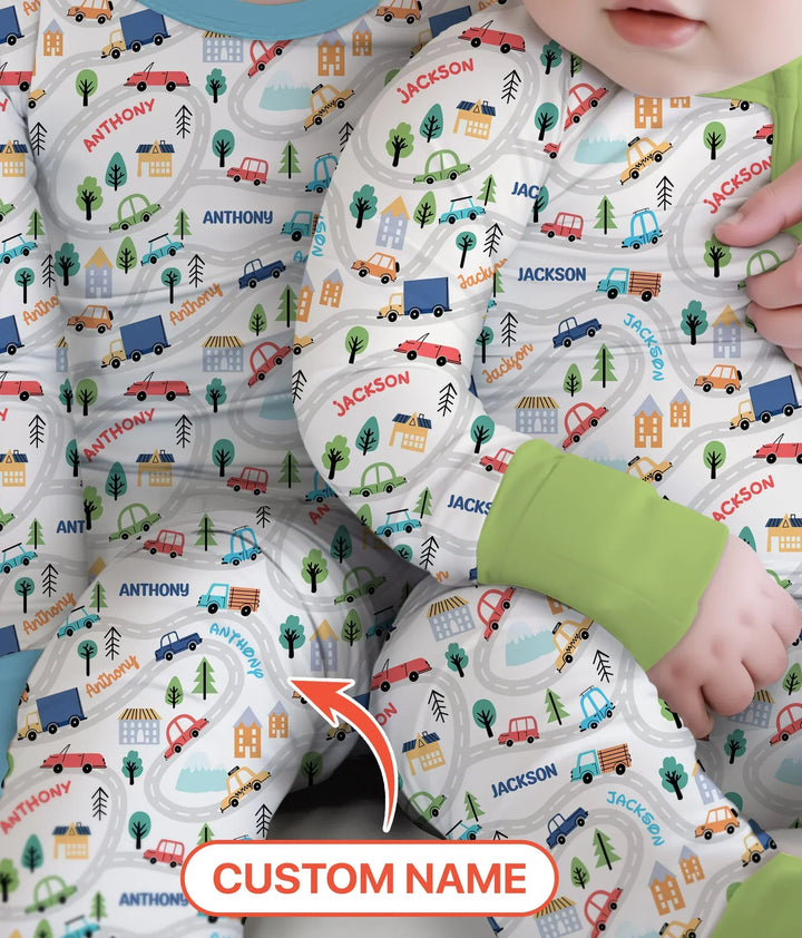 Custom Name Road Map Bamboo Convertible Zippy