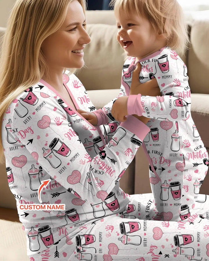 Custom Name First Mother's Day Drink Bamboo Convertible Zippy