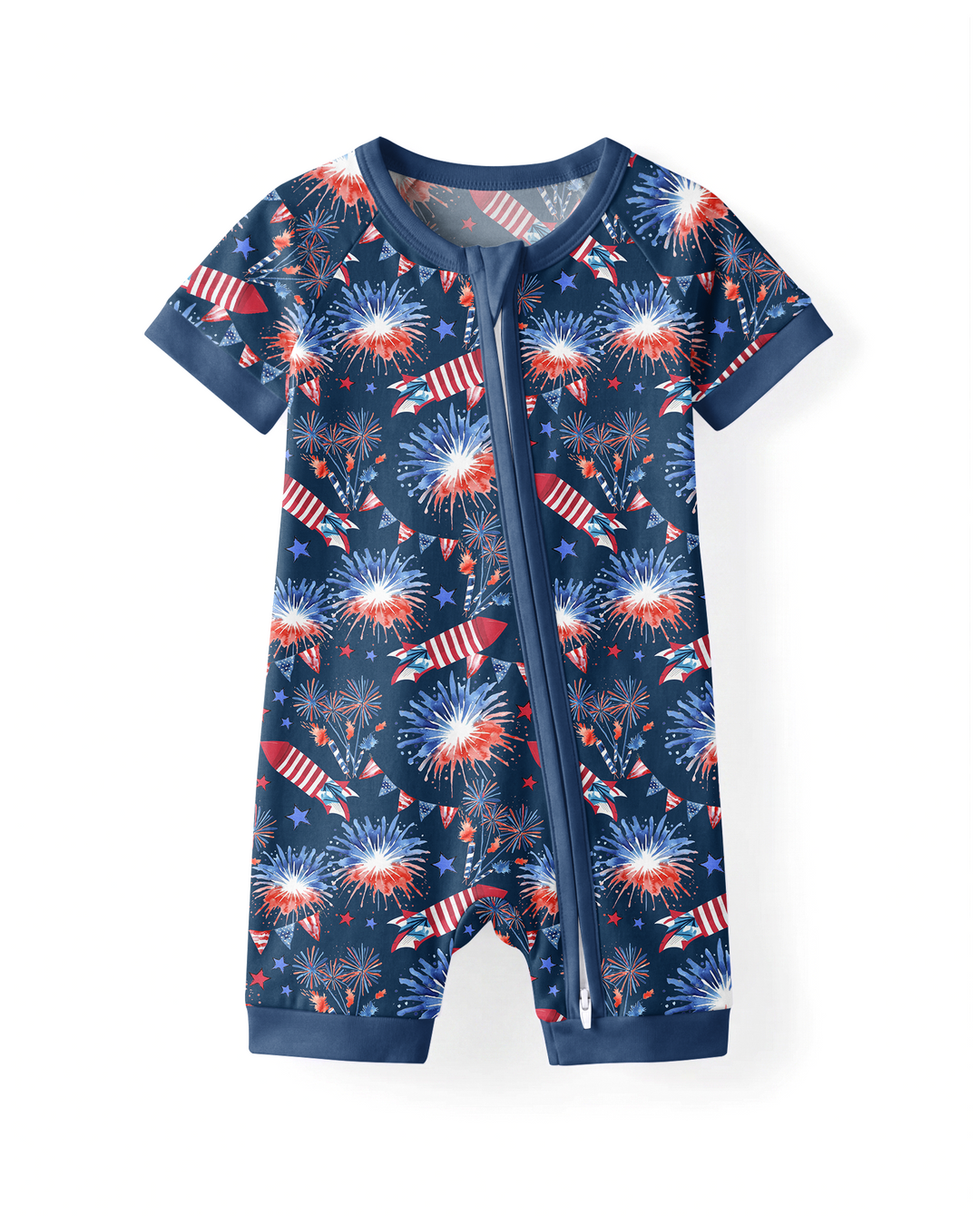 Firework Bamboo Shorty Zippered Romper