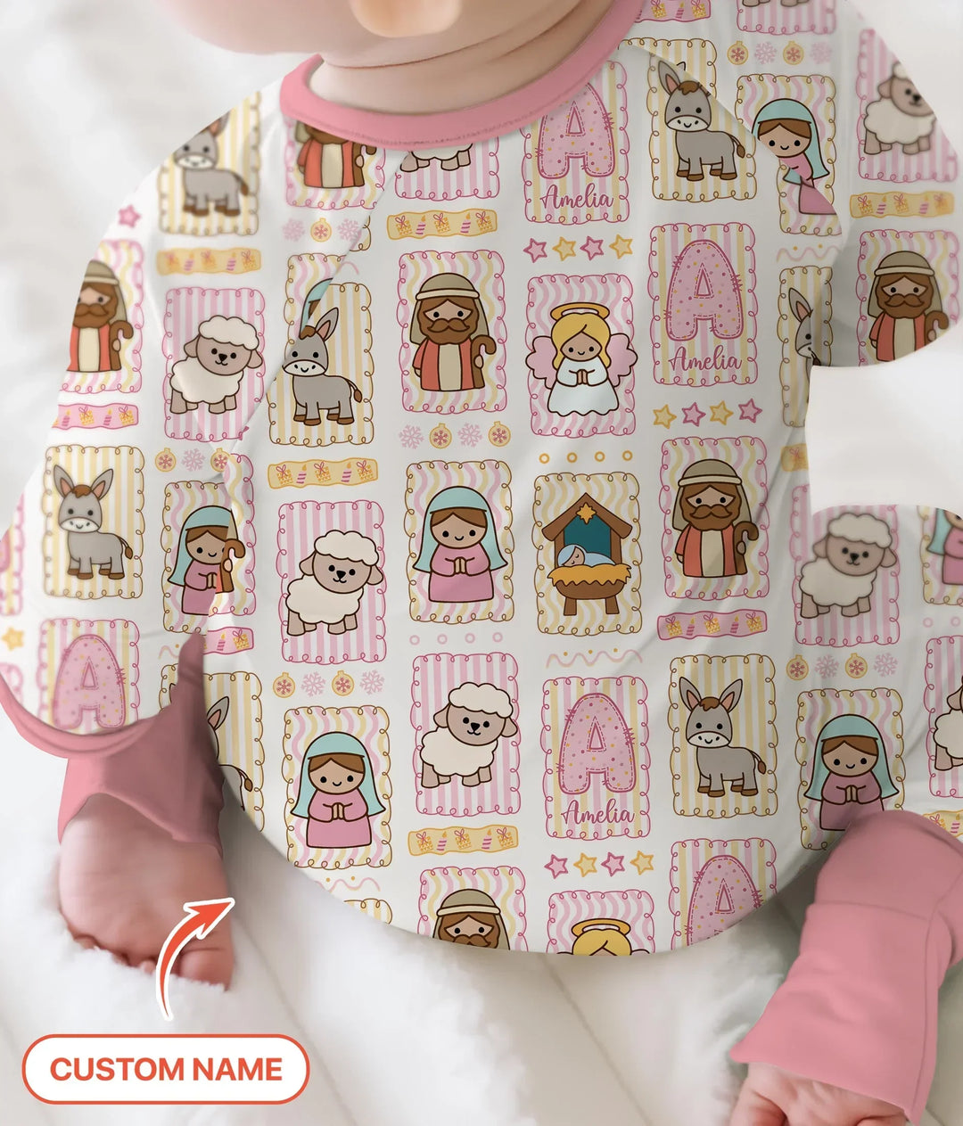 Custom Name Christmas Nativity Bamboo Convertible Zippy
