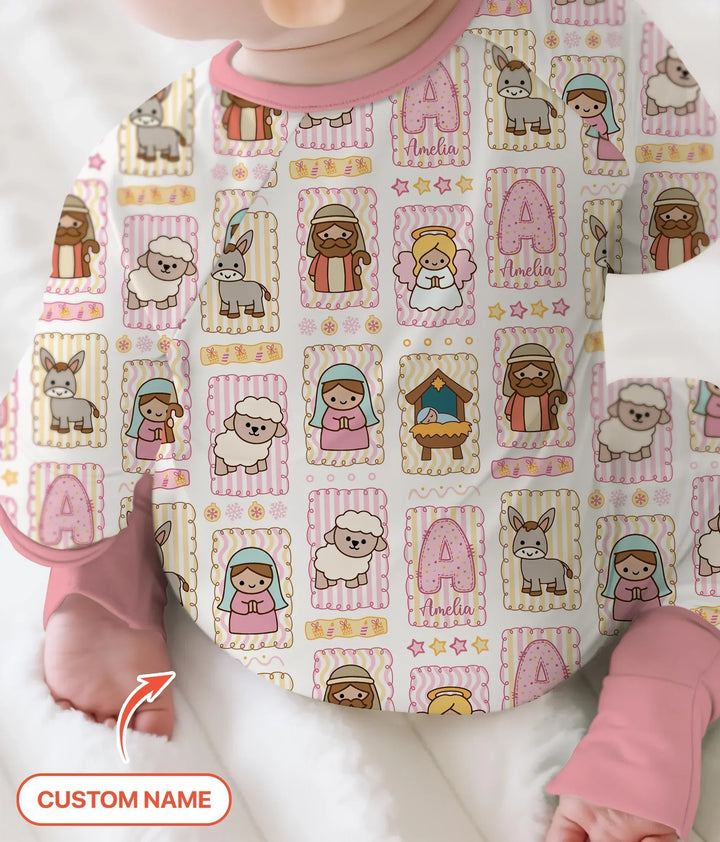 Custom Name Christmas Nativity Bamboo Convertible Zippy