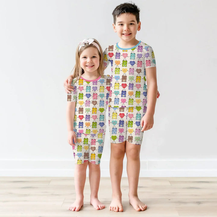 Rainbow Bears Affirmation Bamboo Two Piece Short Sleeve Shorts Pajama Set