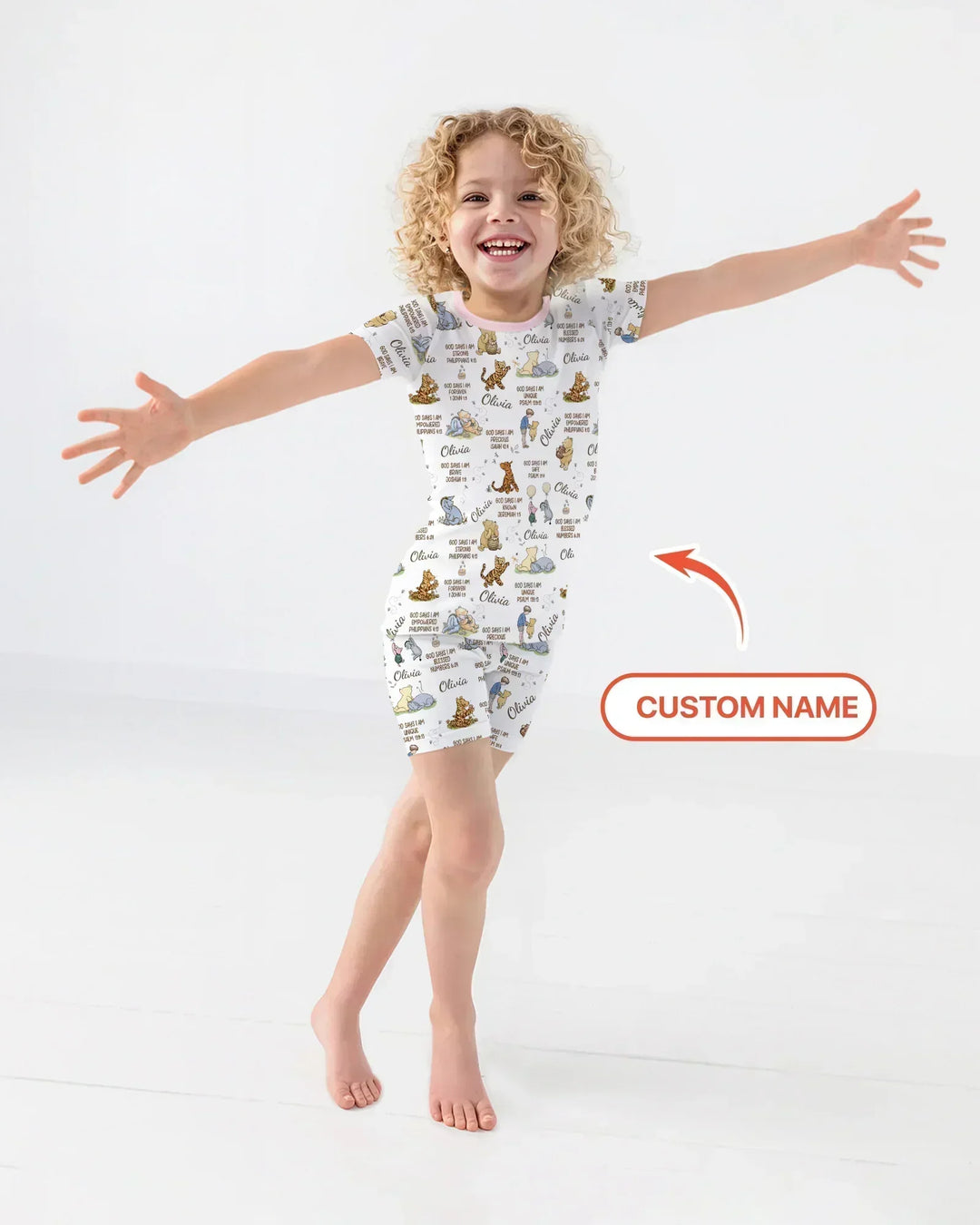 Custom Name God Says I Am Classic Bear Bamboo Two Piece Short Sleeve Shorts Pajama Set
