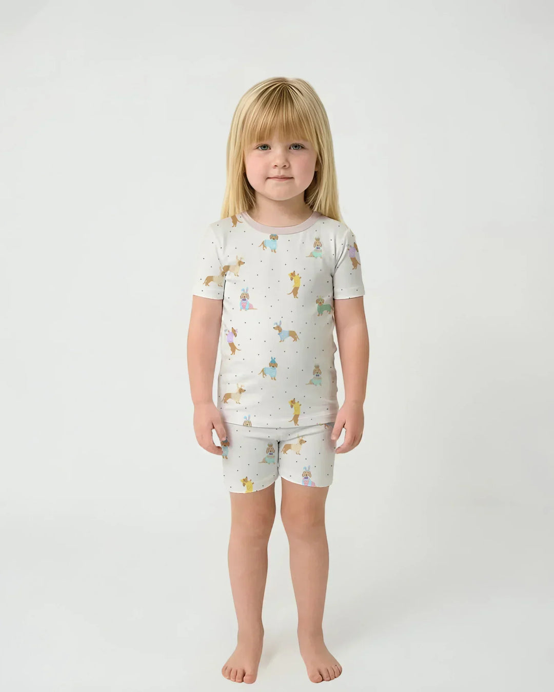 Easter Dachshund Bamboo Two Piece Short Sleeve Shorts Pajama Set