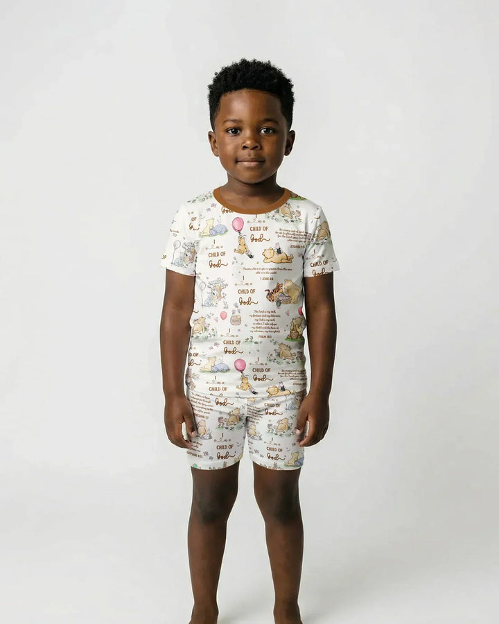 Child of God Whimsy Woodland Bamboo Two Piece Short Sleeve Shorts Pajama Set