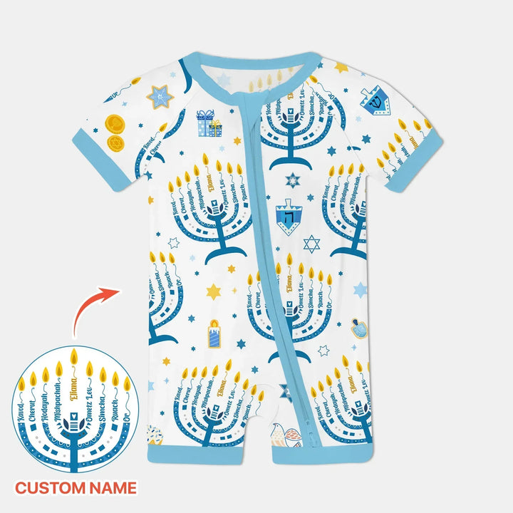 Hanukkah Custom Name Bamboo Shorty Zippy
