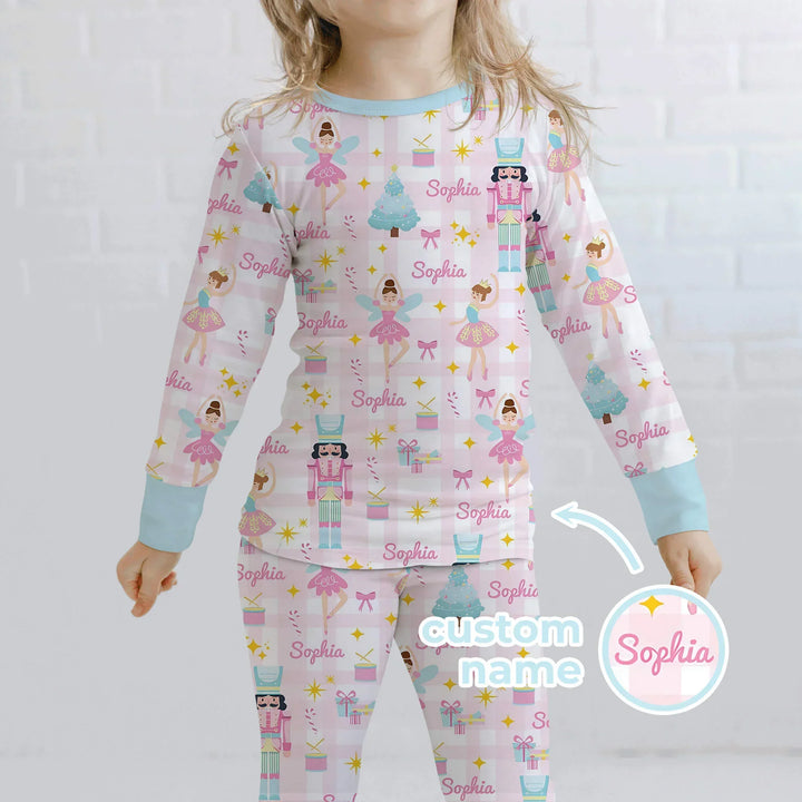 The Nutcracker Dreams Custom Name Bamboo Two Piece Long Sleeve Pajama Set