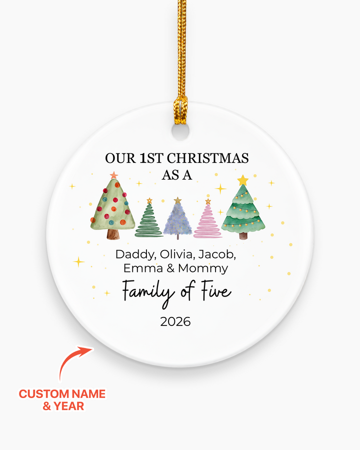 Custom Family First Christmas Tree Ceramic Ornament