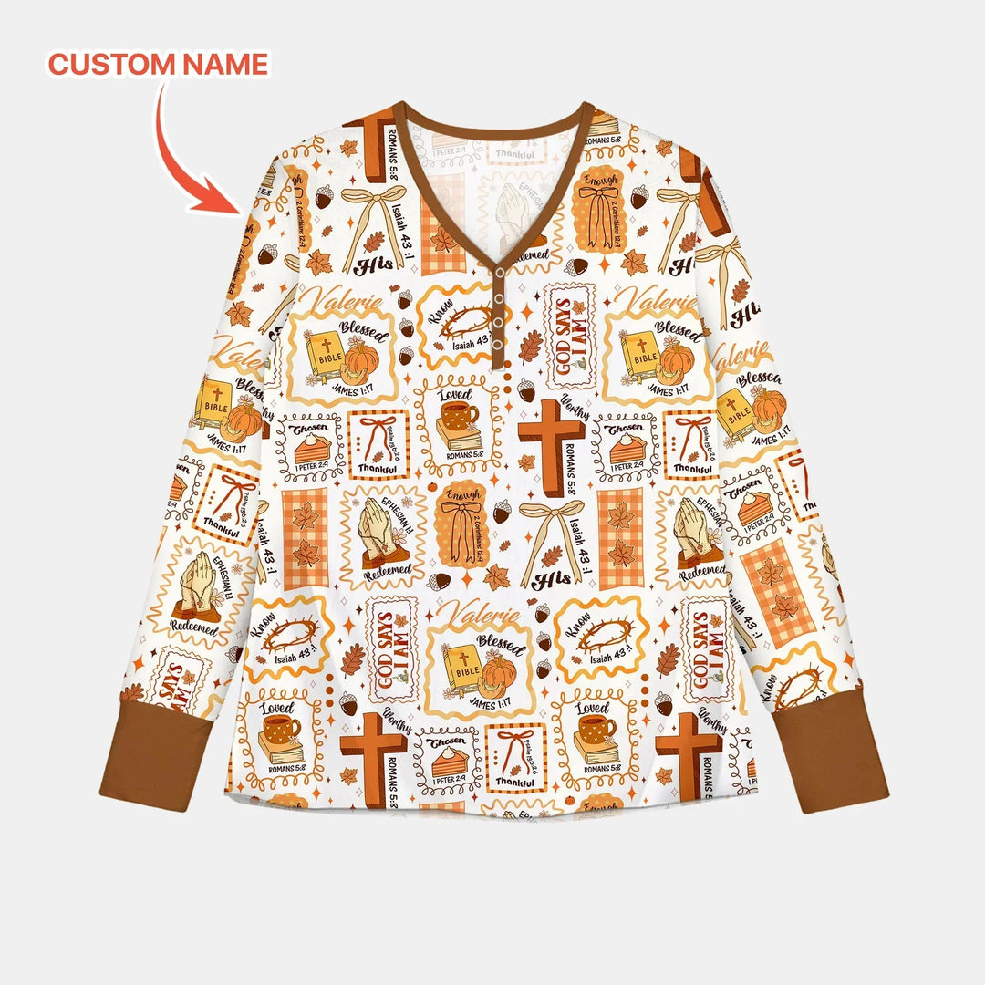 Custom Name I Am Thankful For Jesus Women Pajama Set , Custom Name I Am Thankful For Jesus Women Pajama Set - Only Shirt / S
