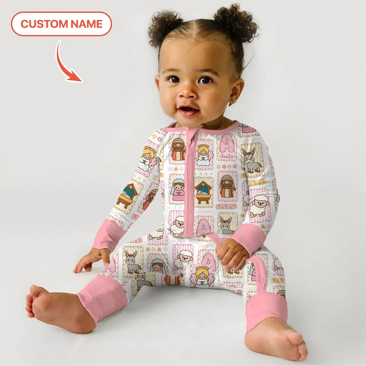 Custom Name Christmas Nativity Bamboo Convertible Zippy