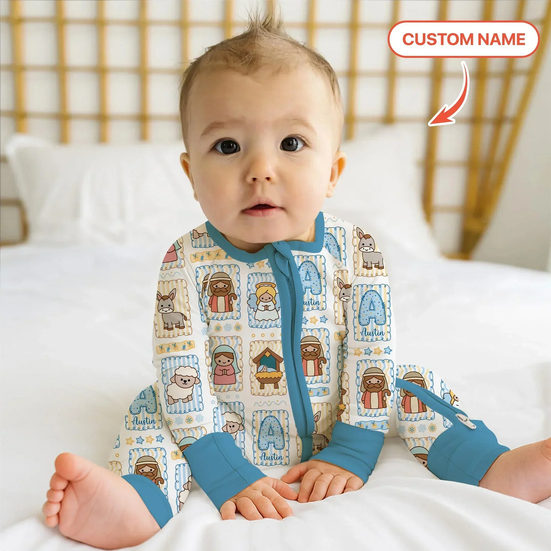 Custom Name Christmas Nativity Bamboo Convertible Zippy