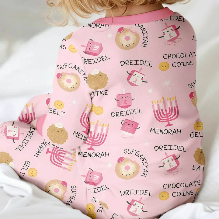 Family Hanukkah Matching Bamboo Two Piece Long Sleeve Pajama Set