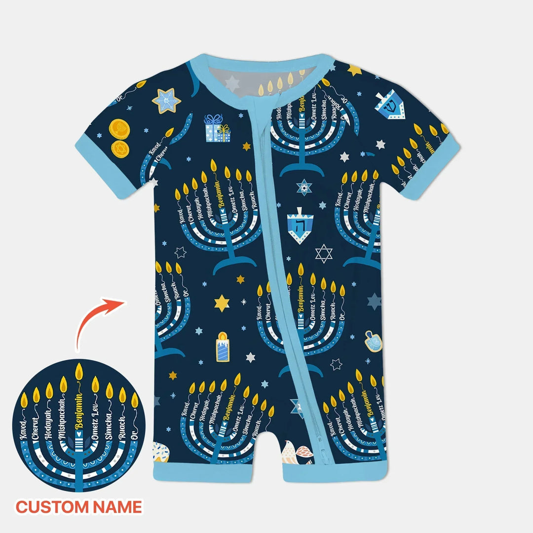Hanukkah Custom Name Bamboo Shorty Zippy