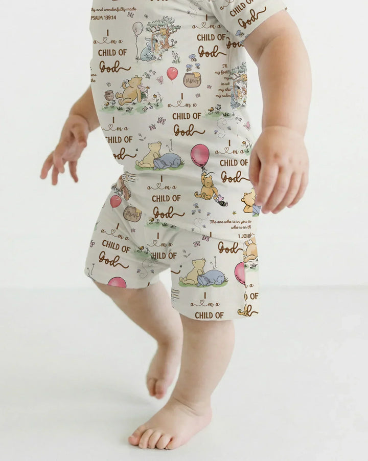 Child of God Whimsy Woodland Bamboo Two Piece Short Sleeve Shorts Pajama Set