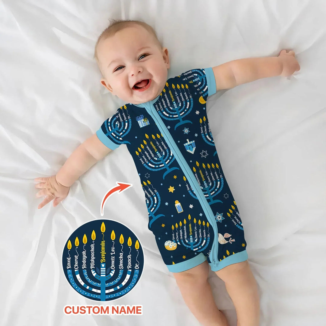 Hanukkah Custom Name Bamboo Shorty Zippy