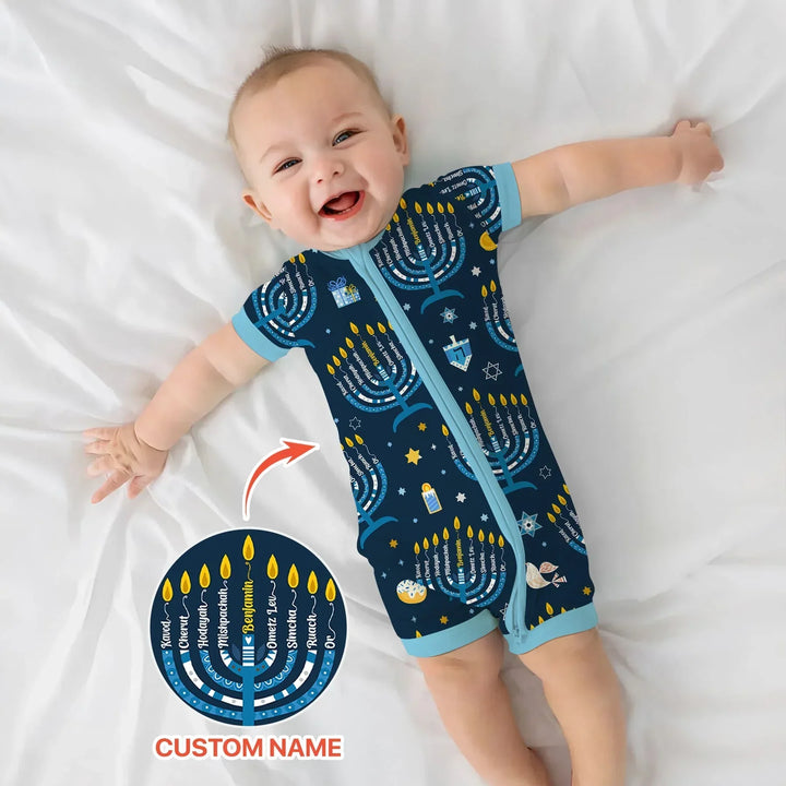 Hanukkah Custom Name Bamboo Shorty Zippy