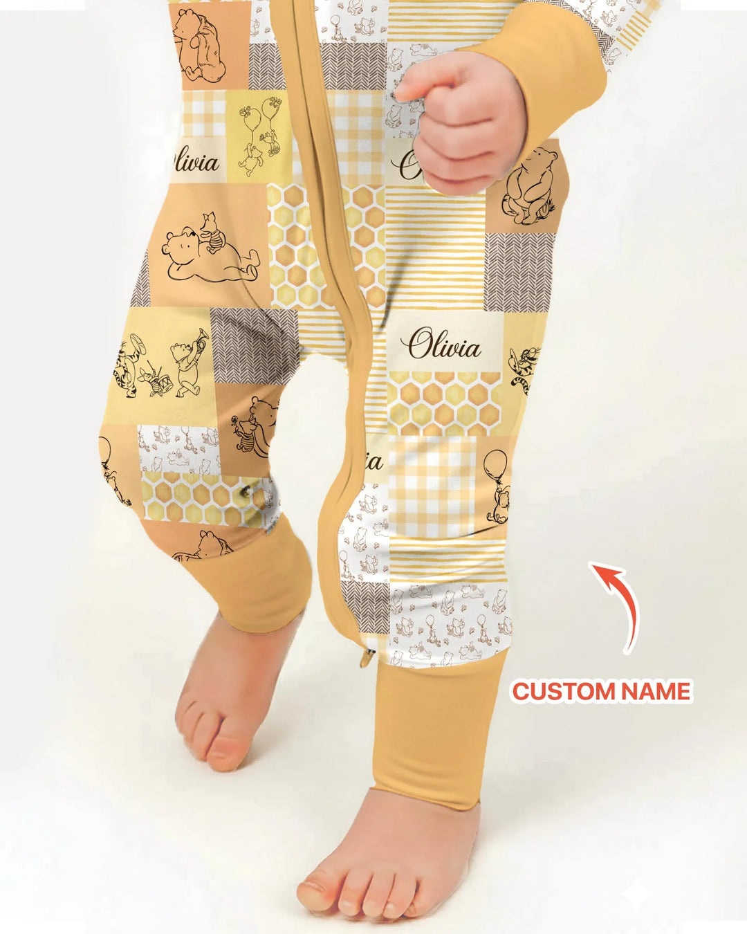 Personalized Classic Bear Patchwork  Bamboo Convertible Zippy