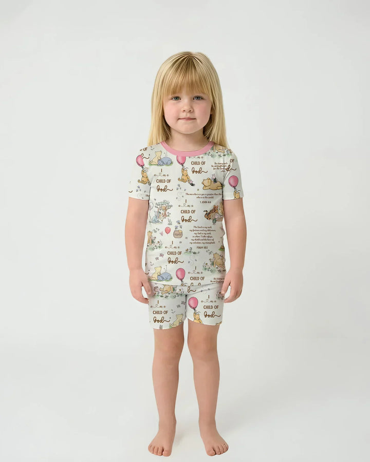 Child of God Whimsy Woodland Bamboo Two Piece Short Sleeve Shorts Pajama Set
