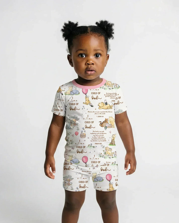 Child of God Whimsy Woodland Bamboo Two Piece Short Sleeve Shorts Pajama Set