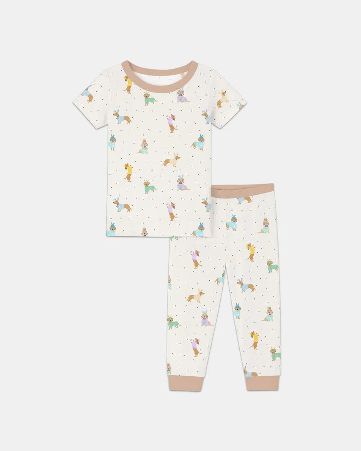 Easter Dachshund Bamboo Two Piece Short Sleeve Pajama Set