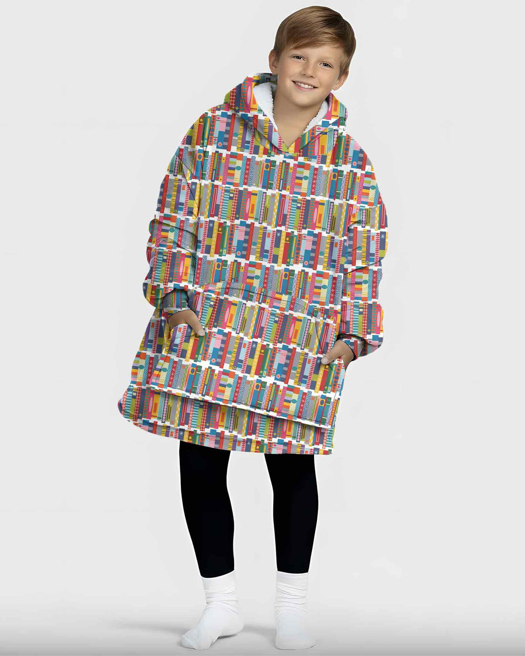 Rainbow Bookshelf Bamboo Blanket Hoodie