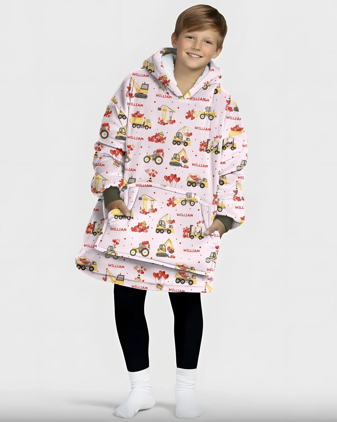Custom Name Valentine Trucks Family Matching Bamboo Blanket Hoodie