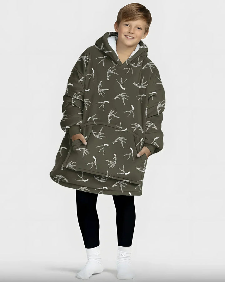 Antlers Minimalism Wearable Bamboo Blanket Hoodie