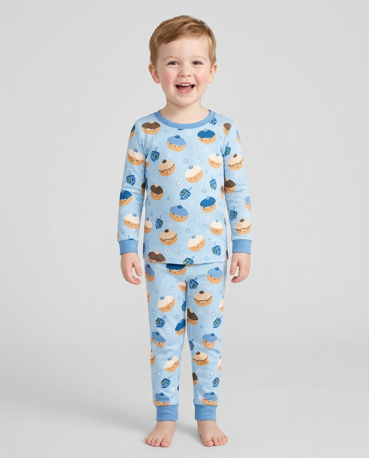 Hanukkah Donut Family Matching Bamboo Two Piece Long Sleeve Pajama Set