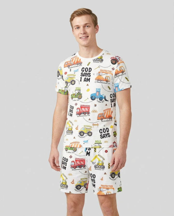 God Says I Am Men Short Sleeve Short Pajama Set