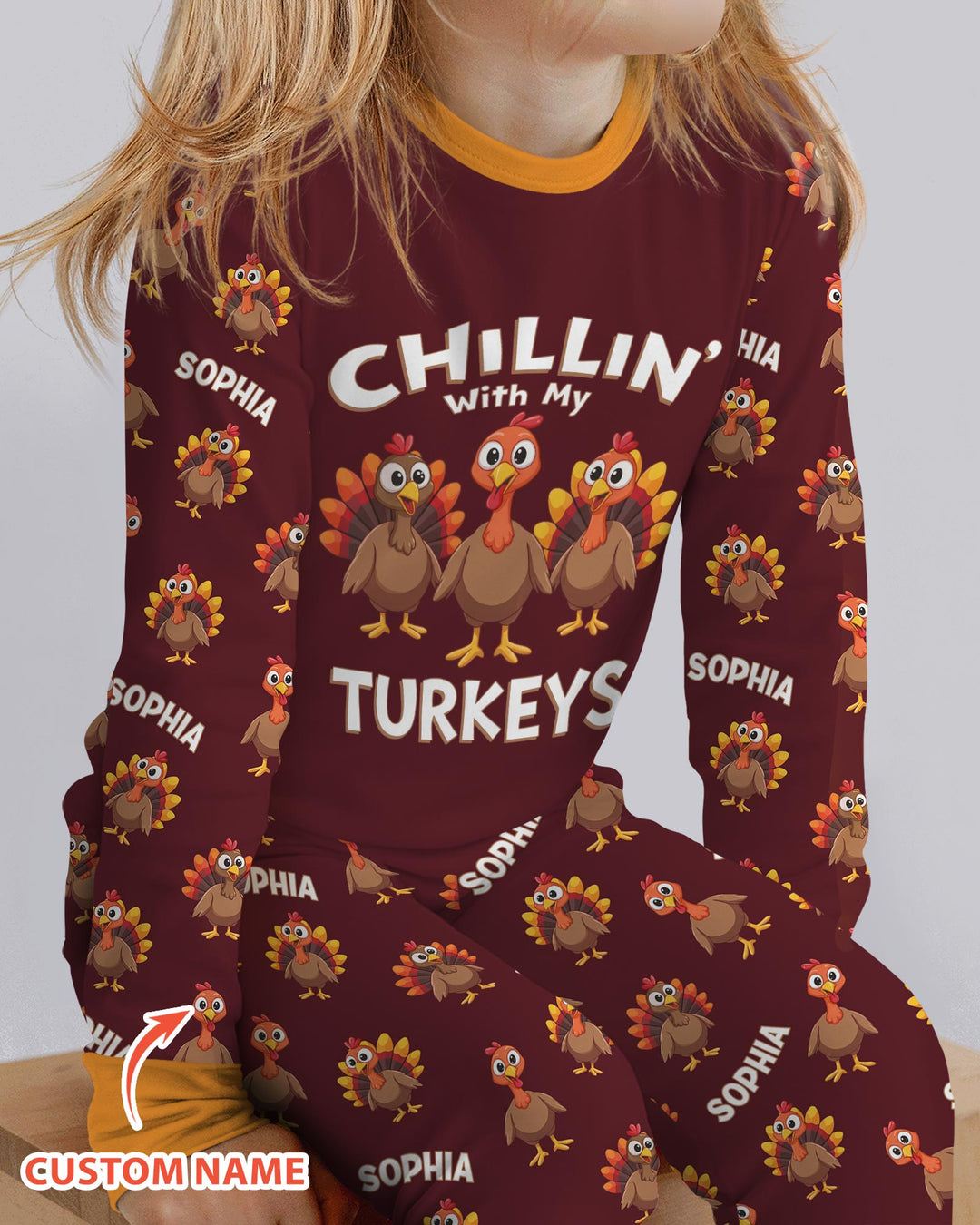Chillin With Turkey Bamboo Two Piece Long Sleeve Pajama Set