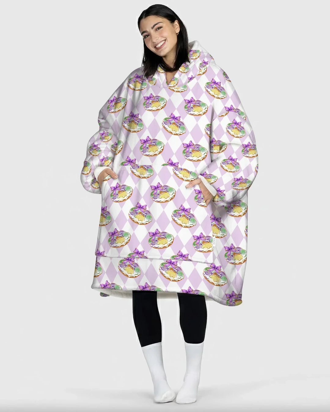 Mardi Gras Donut Wearable Bamboo Blanket Hoodie