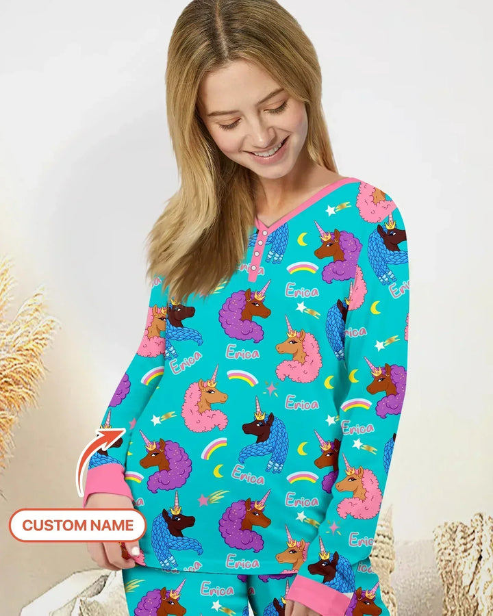 African Astro Unicorn Bamboo Women Pajama Set