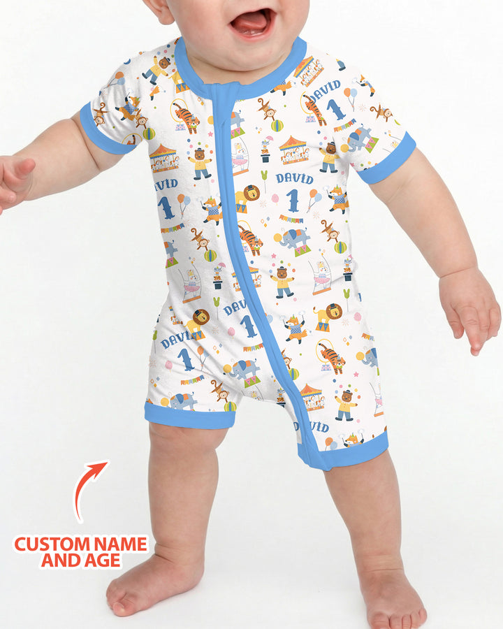Custom Name Birthday Circus Bamboo Shorty Zippy