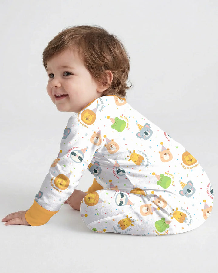 1st Birthday Personalized Embroidered Baby Bamboo Convertible Zippy