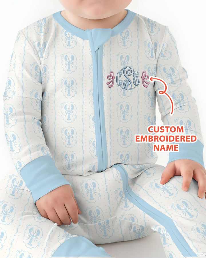 Custom Monogram Letter Embroidered Baby Bamboo Convertible Zippy