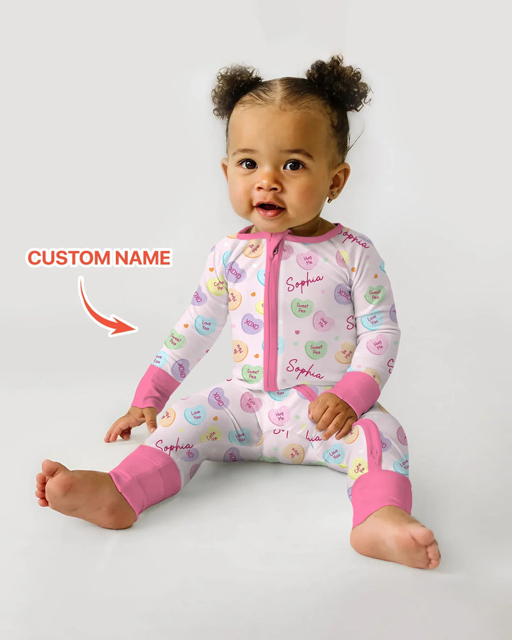 Custom Name Colorful Candy Hearts Family Matching Bamboo Convertible Zippy