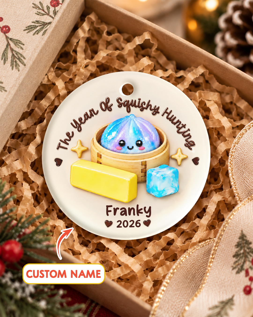 Squishy Dumpling - Personalized Ceramic Ornament