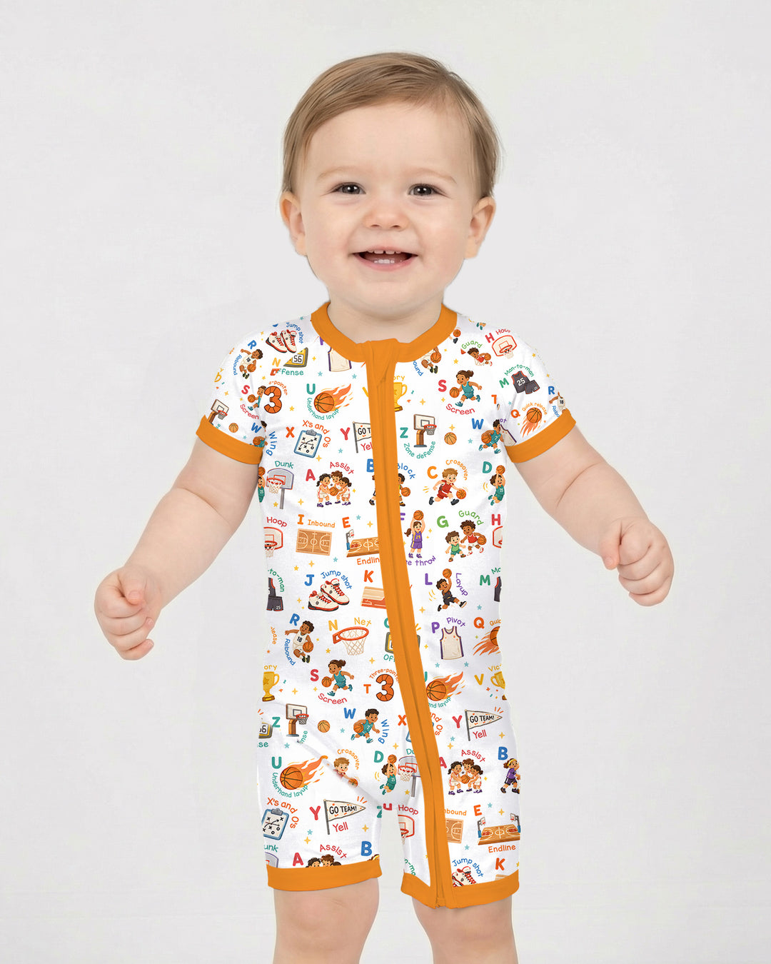 Basketball Alphabet Bamboo Shorty Zippy