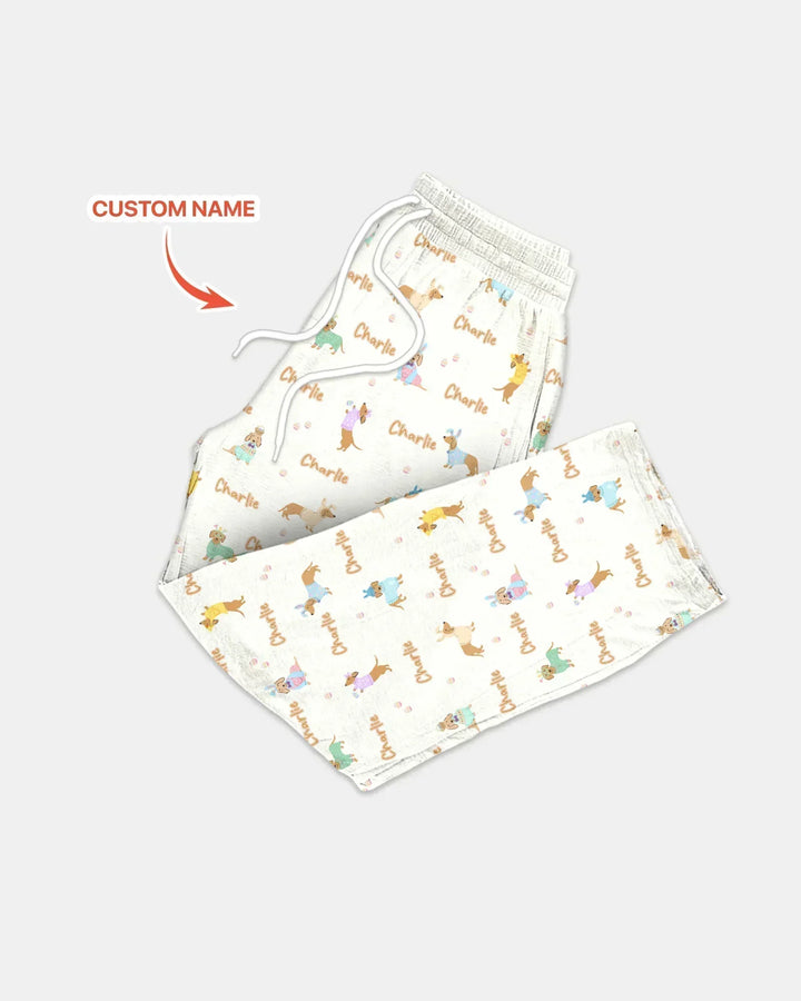 Custom Name Easter Dachshund Bamboo Men's Pajama Set