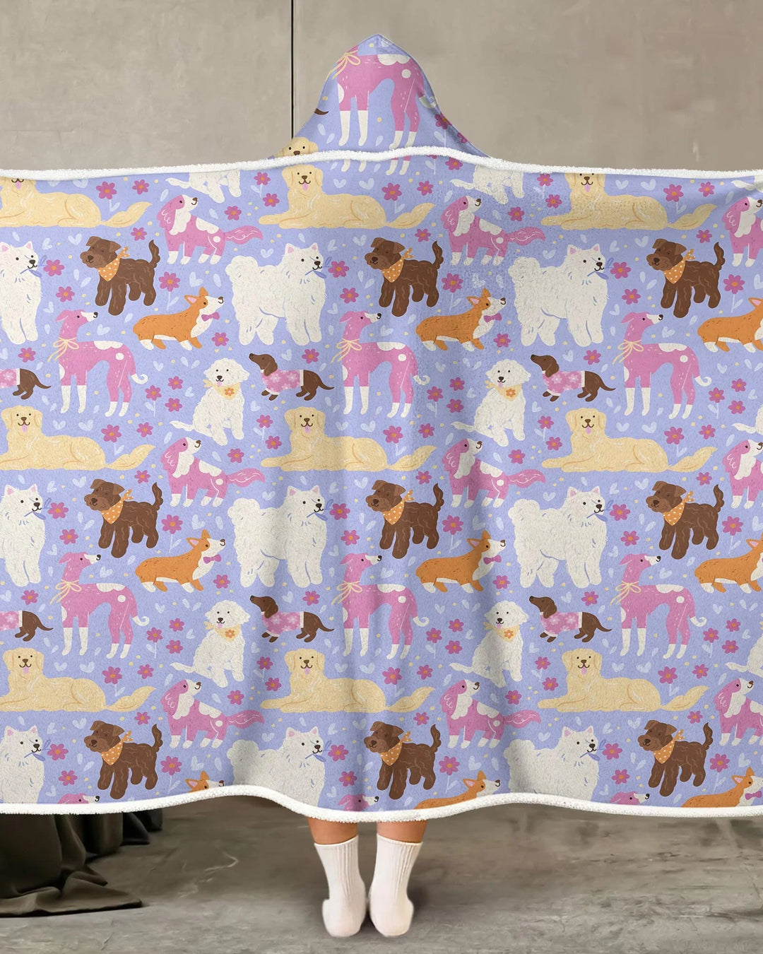 Floral Pawty Bamboo Wearable Hooded Blanket