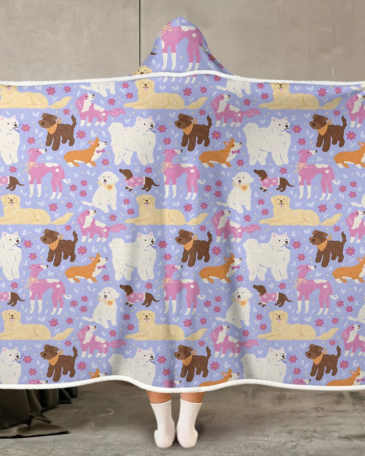 Floral Pawty Bamboo Wearable Hooded Blanket
