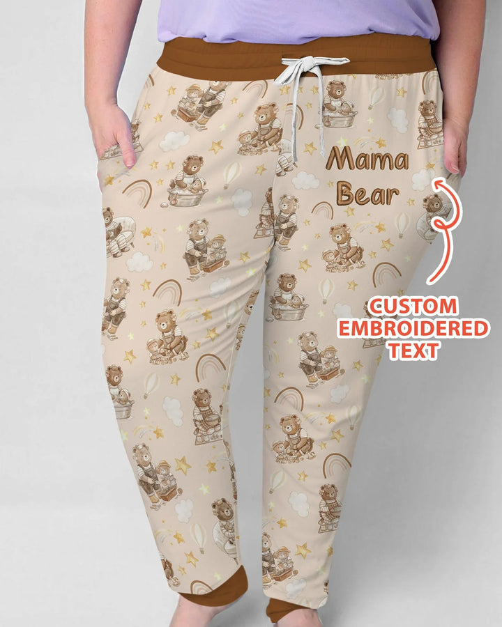 Embroidered Mama Bear and Baby Bear Bamboo Women Pajama Set