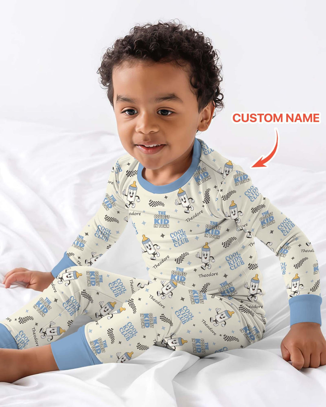 Custom Name Cool Club Daddy & Me Matching Bamboo Two Piece Long Sleeve Pajama Set